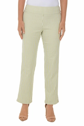 Layered Comfort Sage Stripe Flared Ankle Pant