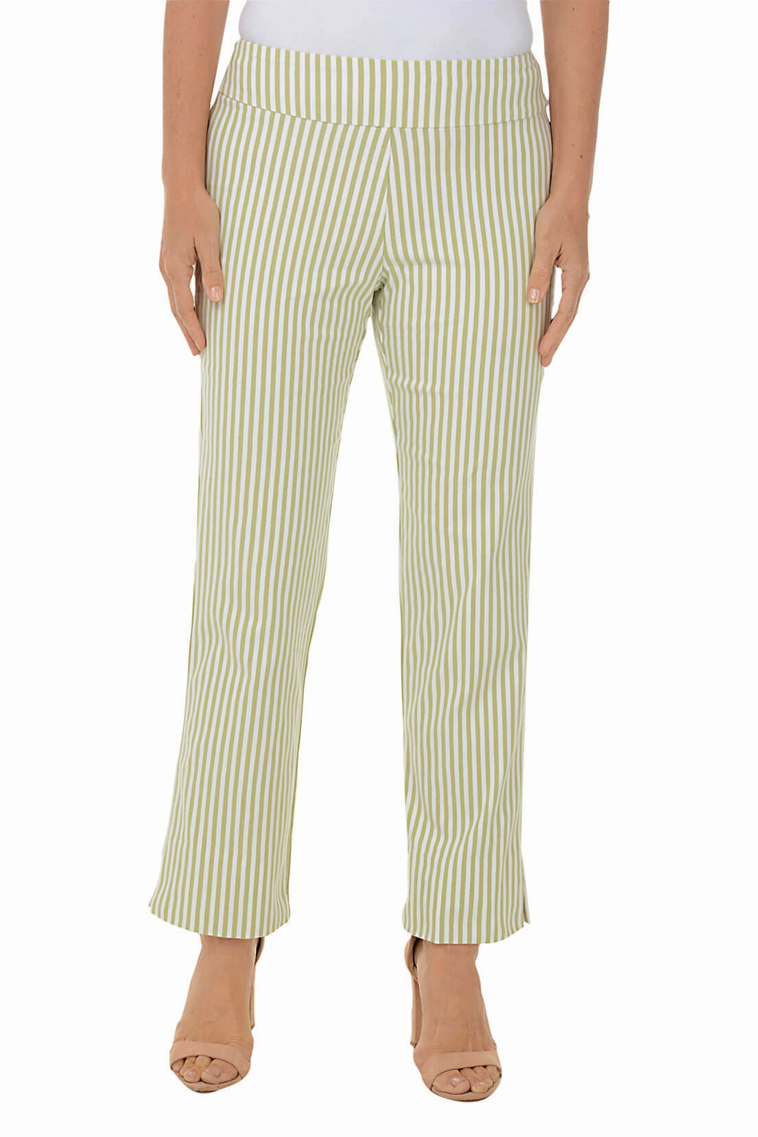 Flexible Cut UVProtectionCoating Sage Stripe Flared Ankle Pant