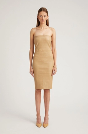 Sahara Embossed Leather Pencil Dress Minimal Cut Go To Wear