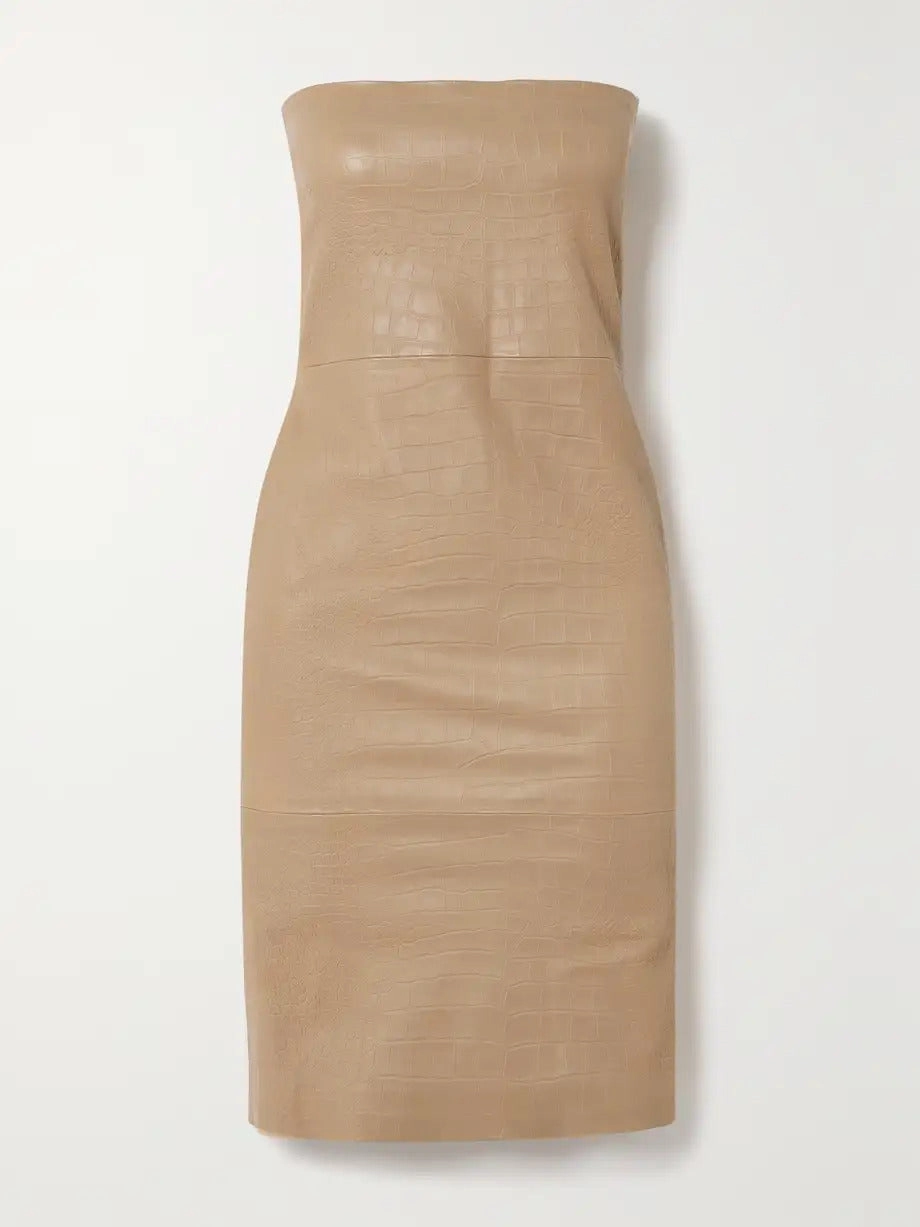 City Rhythm Sahara Embossed Leather Pencil Dress