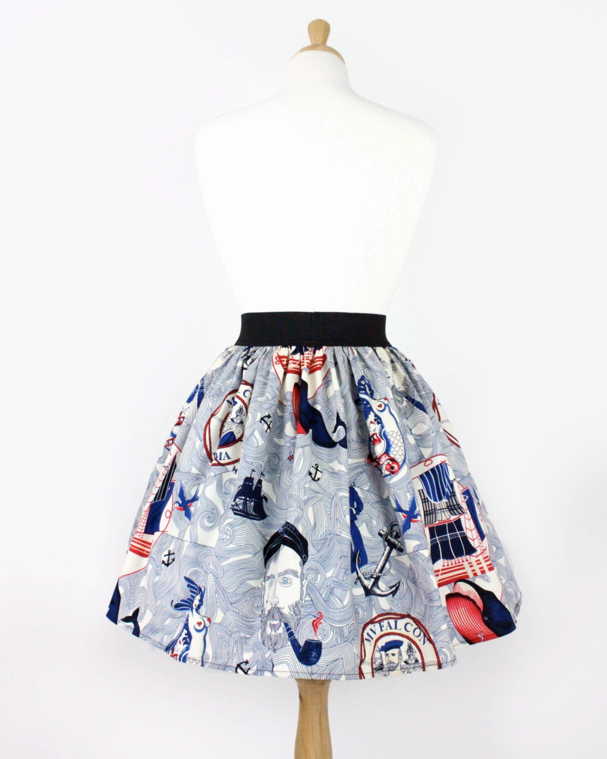 Sailor Jerry Rockabilly Nautical Pleated Skirt  #PS-J111 High Waist