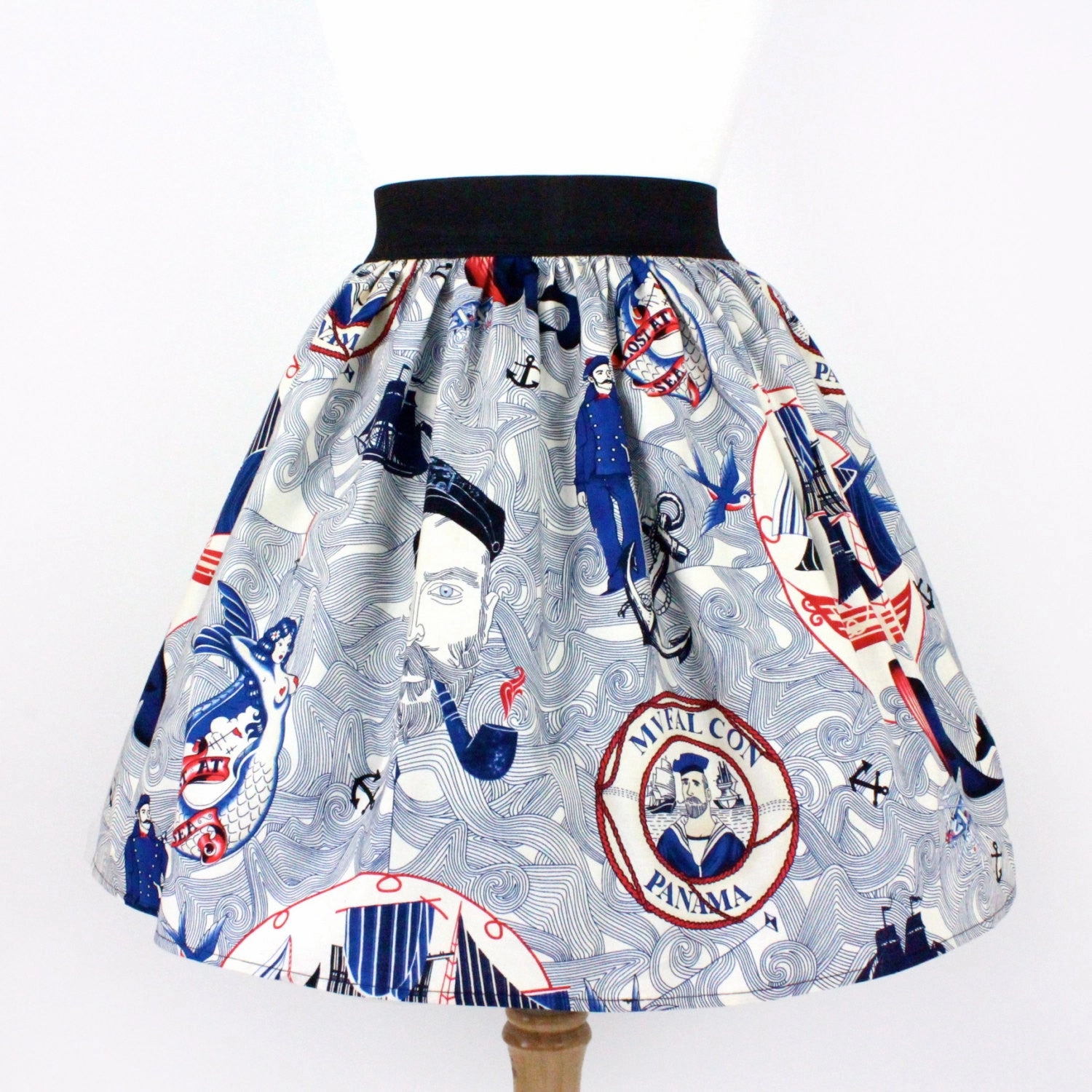 Sailor Jerry Rockabilly Nautical Pleated Skirt  #PS-J111 Layered Design