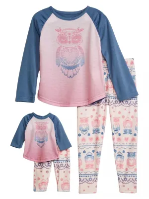 Saint Eve Girls 2 Piece Pajama Set with Matching Doll Set