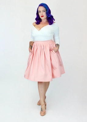 Luxury Feel Iconic Style Salmon Pink Pleated Circle Skirt #PC-PP