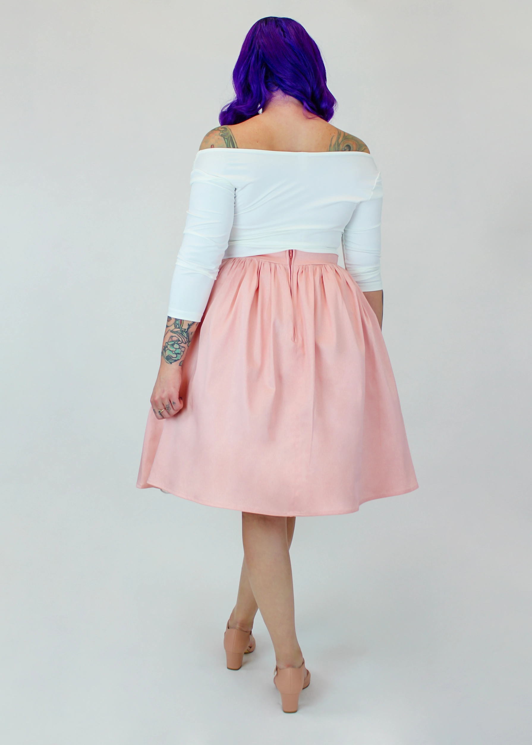 Salmon Pink Pleated Circle Skirt #PC-PP Simple Layers