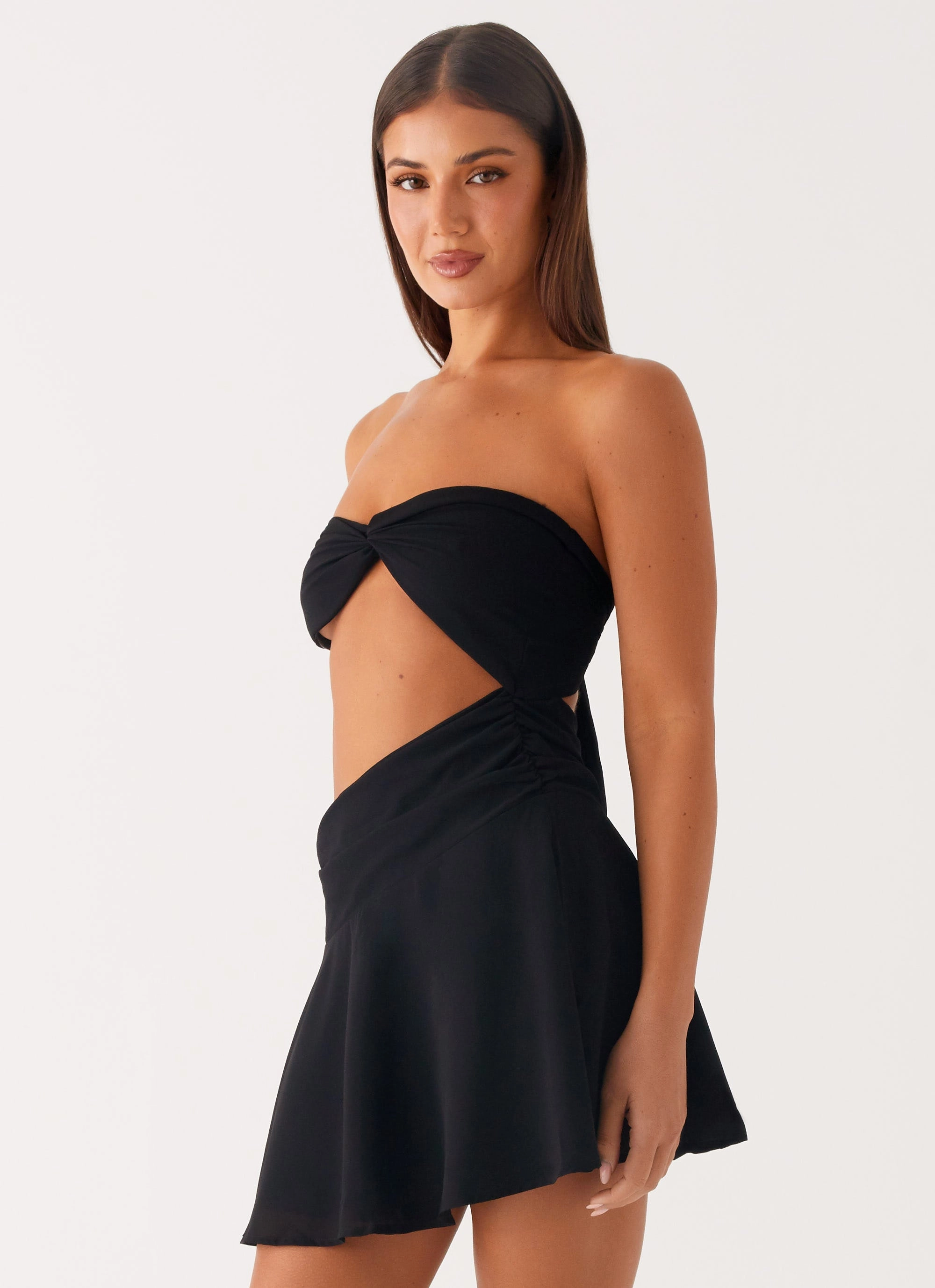 Summer Mood Flowy Layers Marbella Mini Dress - Black