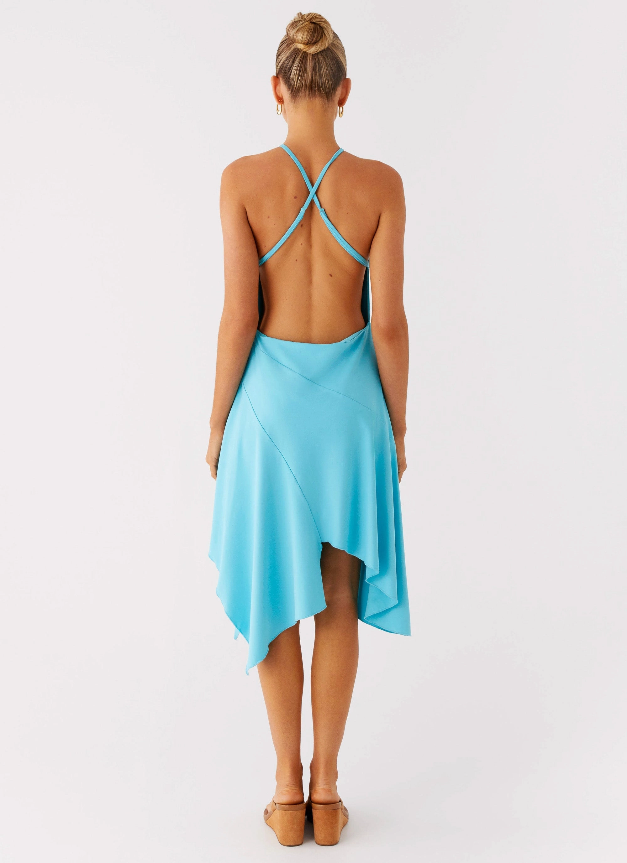 Salt Kiss Midi Dress - Turquoise Magnetic-Closure Trendy wrap gown