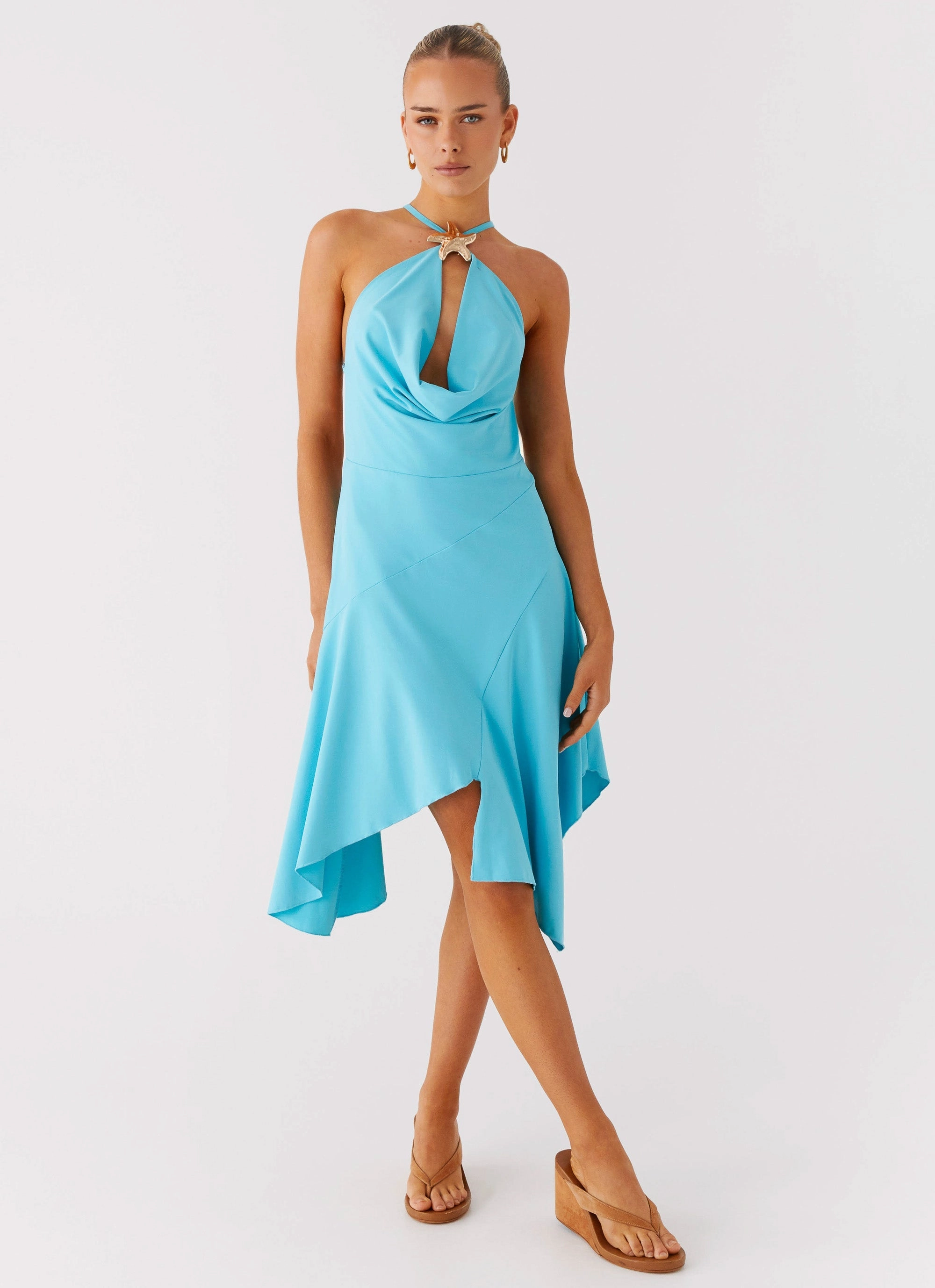 Salt Kiss Midi Dress - Turquoise Tailored Comfort