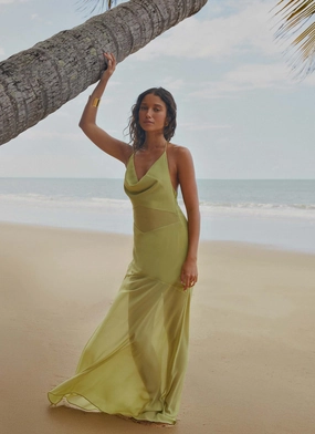 Samoa Maxi Dress - Lime Lounge Texture Feminine Layers