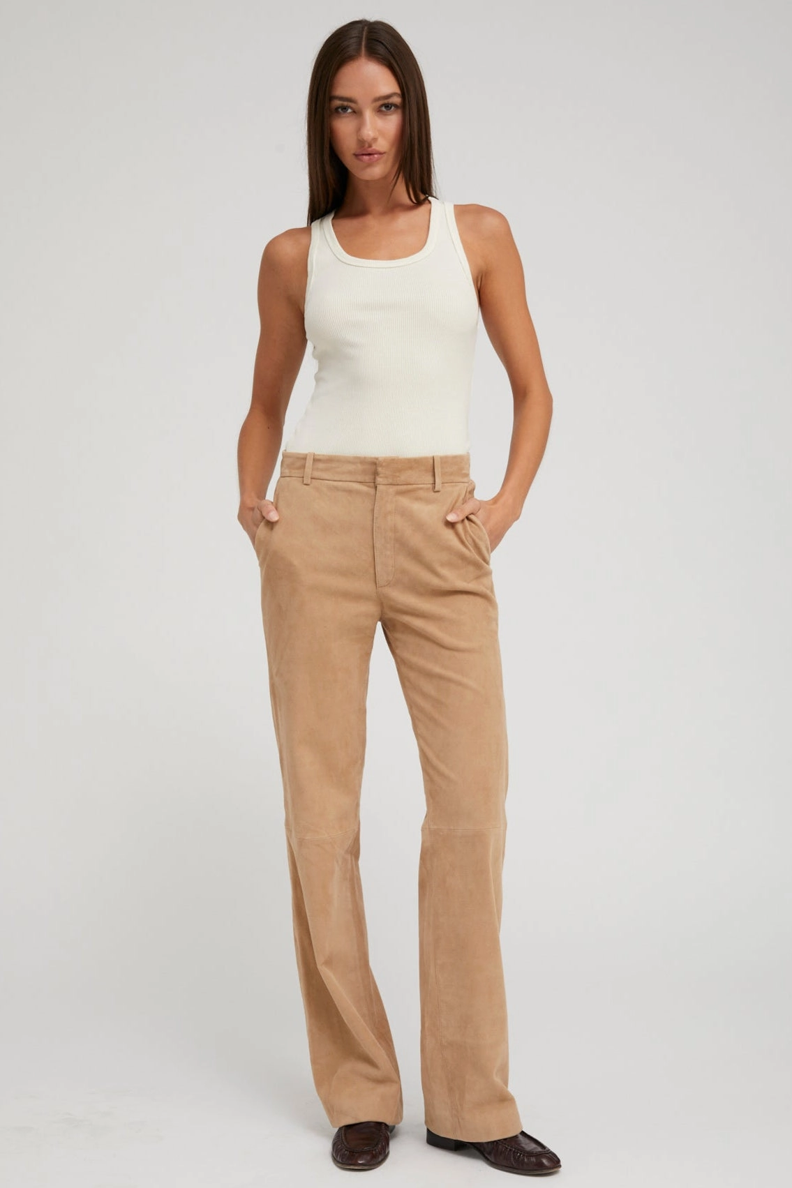 Comfy Material Ultra Soft Texture Sand Suede Classic Trousers