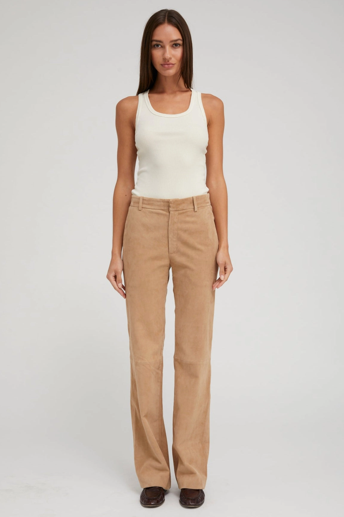 Sand Suede Classic Trousers Gusseted Crotch Perfect Comfort Fit