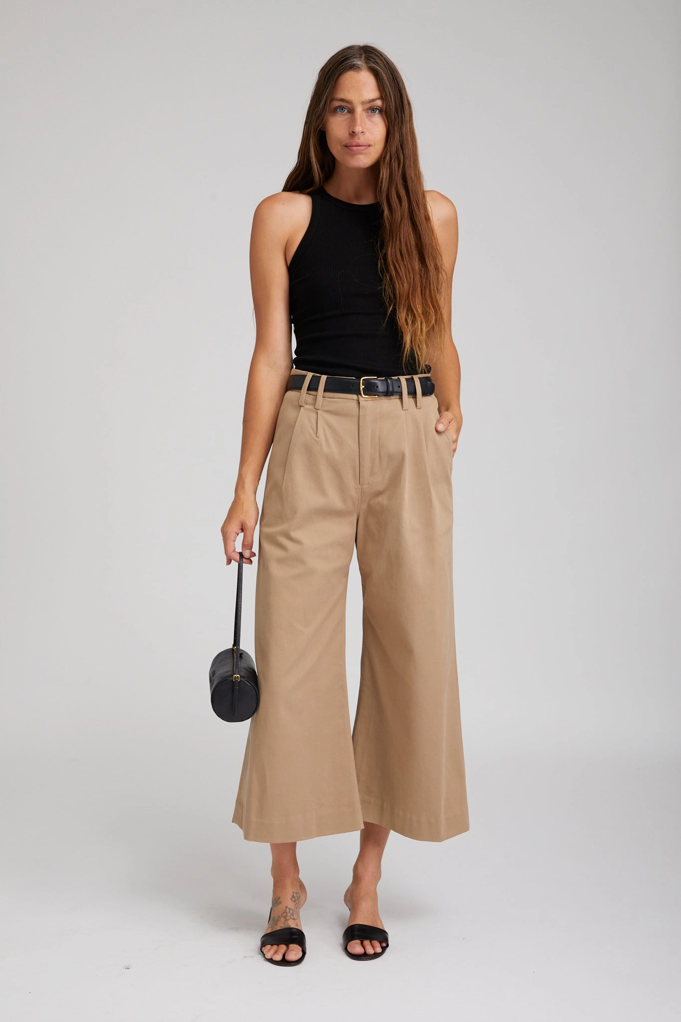 Sand Twill Culotte Trousers RegularFit