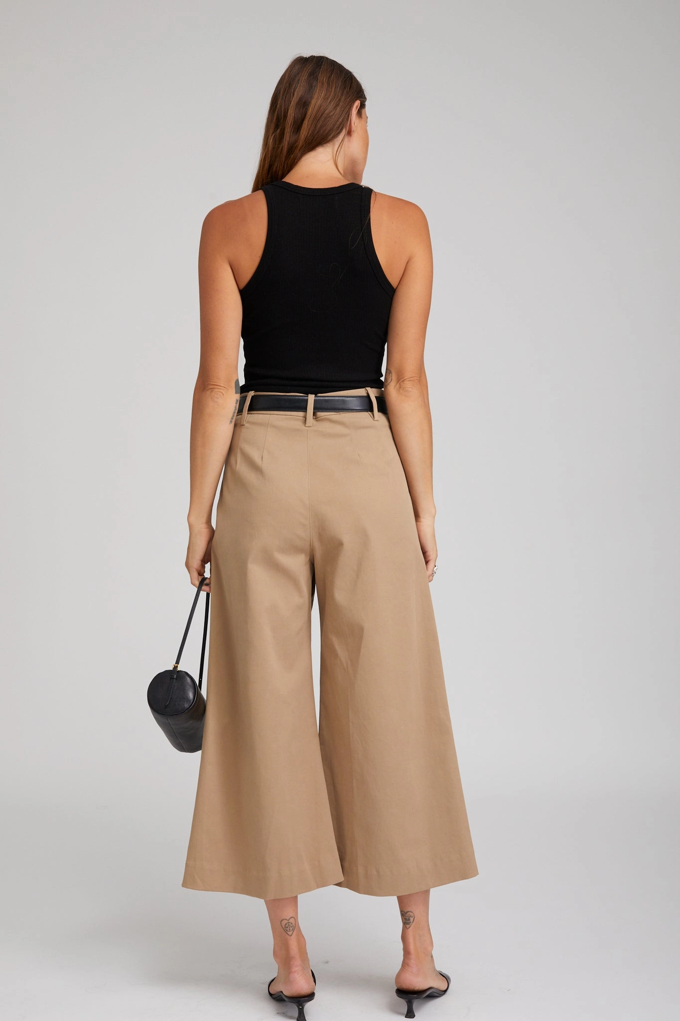 Sand Twill Culotte Trousers Decorative stitching Fade Resistant Dye