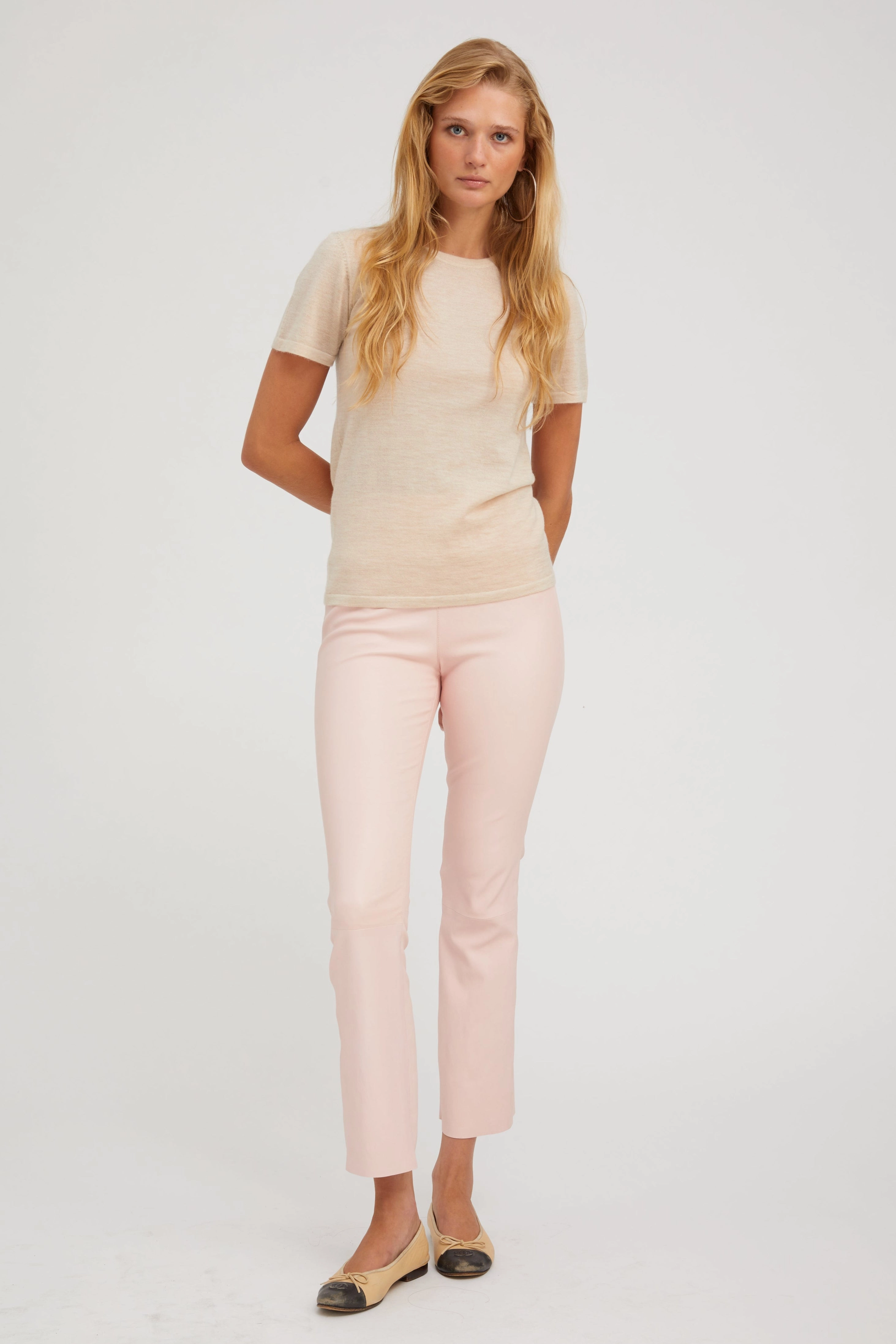FlatlockSeams Neutral Tone Palette Sandstone Ultra Fine Cashmere Tee