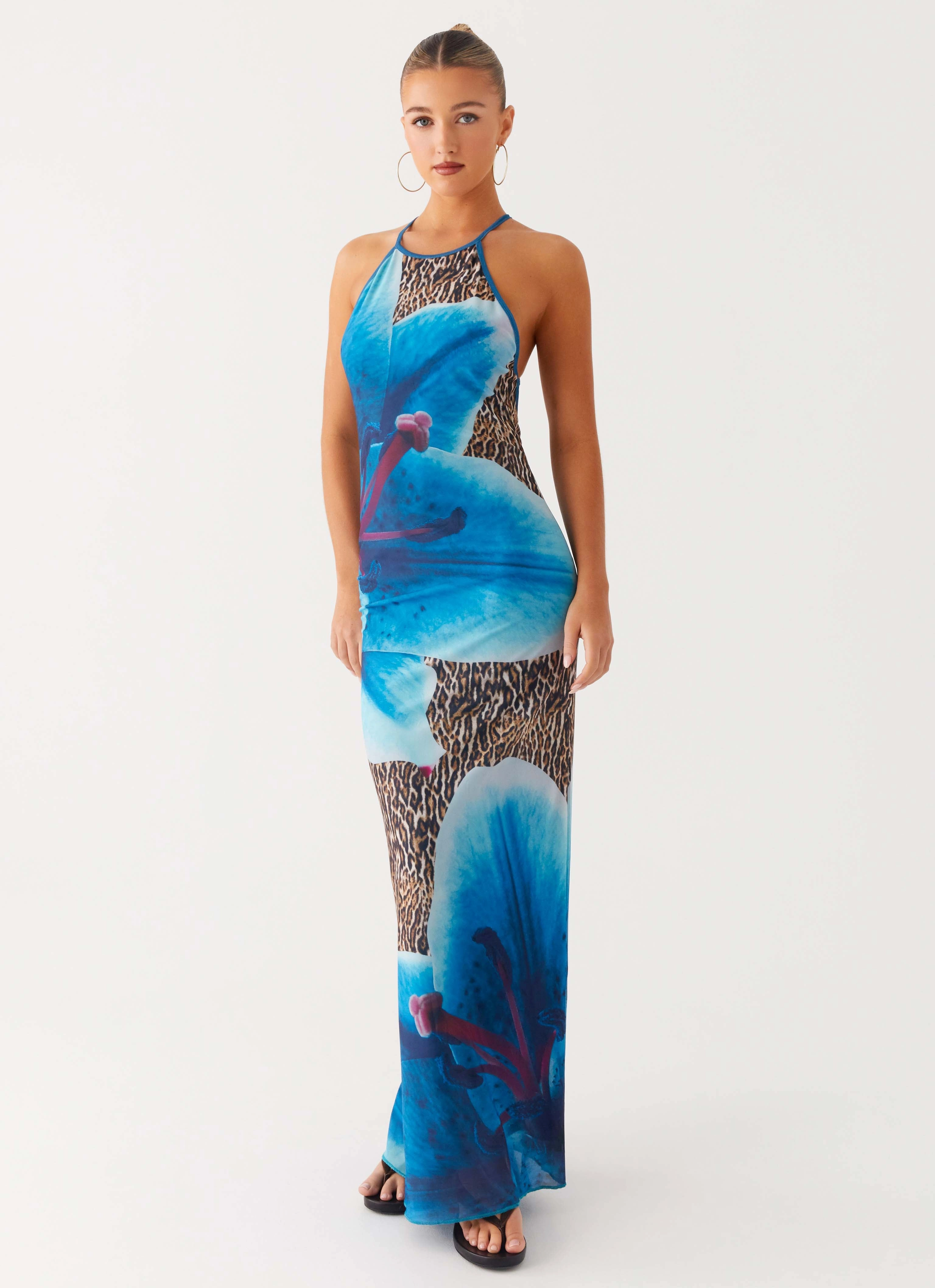 Sandy Siren Maxi Dress - Cheetah Floral Bold Elegance Walk Easy