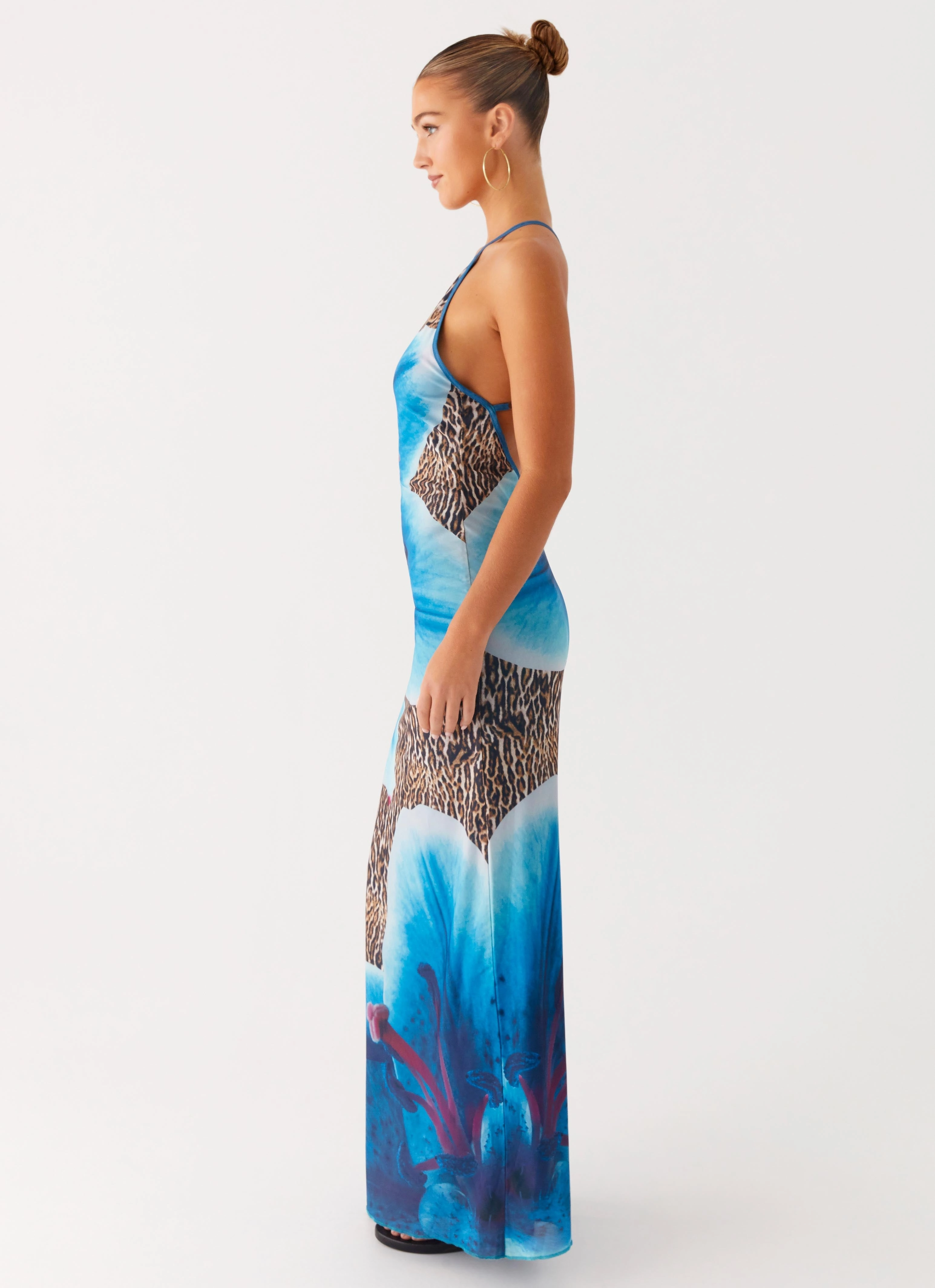 Sandy Siren Maxi Dress - Cheetah Floral Functional Fit Gentle Aesthetic