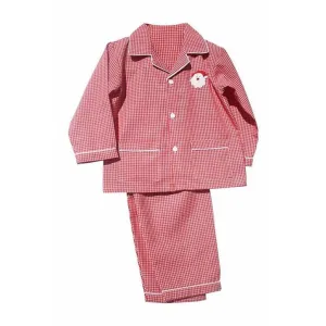 Santa Red Gingham Kids Christmas Pajamas LightweightRed/White