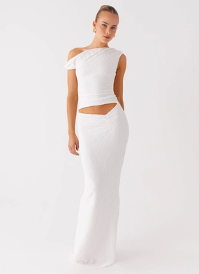 High low hem Galantis One Shoulder Maxi Dress - White