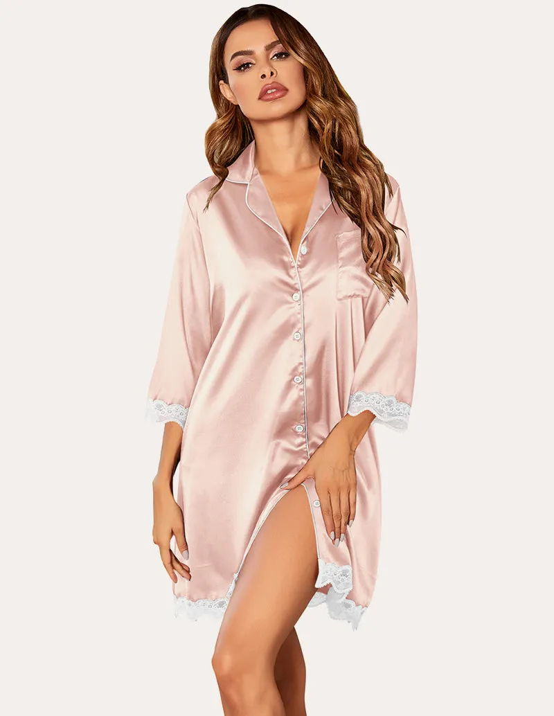 Satin Lace Trim Nightshirts (US Only)