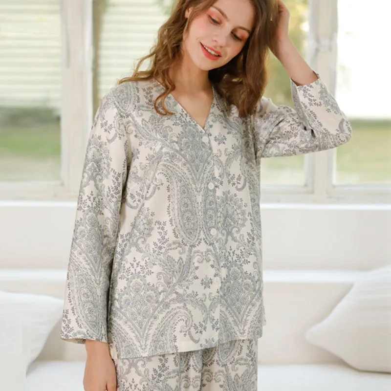 Satin Paisley Print Pajamas