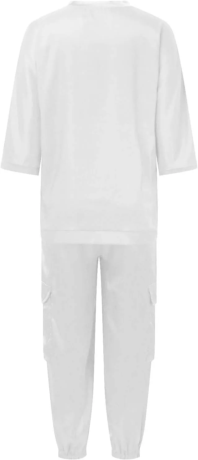 Satin Pajama Set Womens Silk Half Sleeve O Neck Shirt with Long Pant Soft Loungewear Pjs Set Loungewear