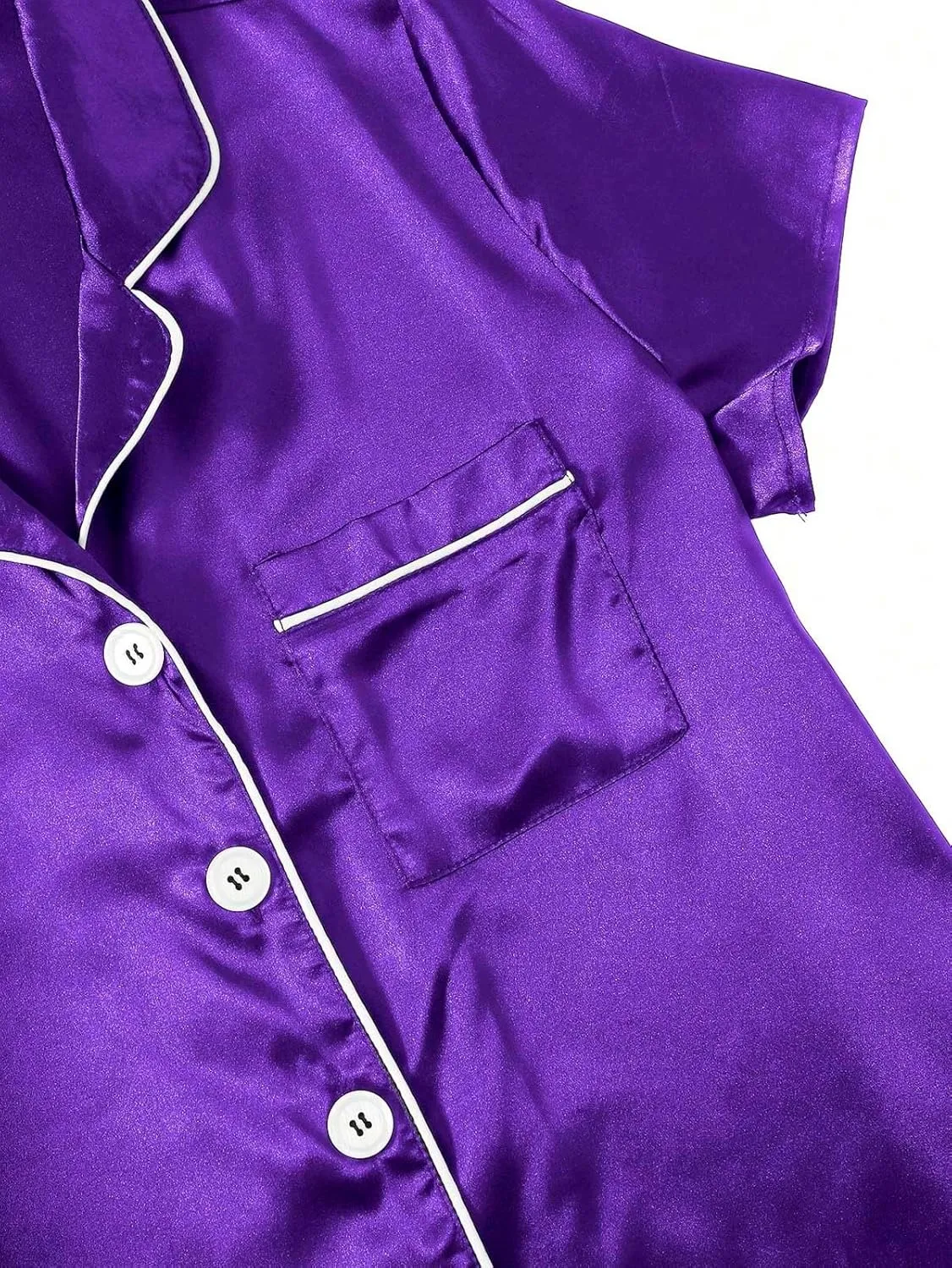 Satin Pajamas for Women Short Sleeve Button Down Shorts Pj Sets Christmas Pajamas Set Soft Comfy Loungewear