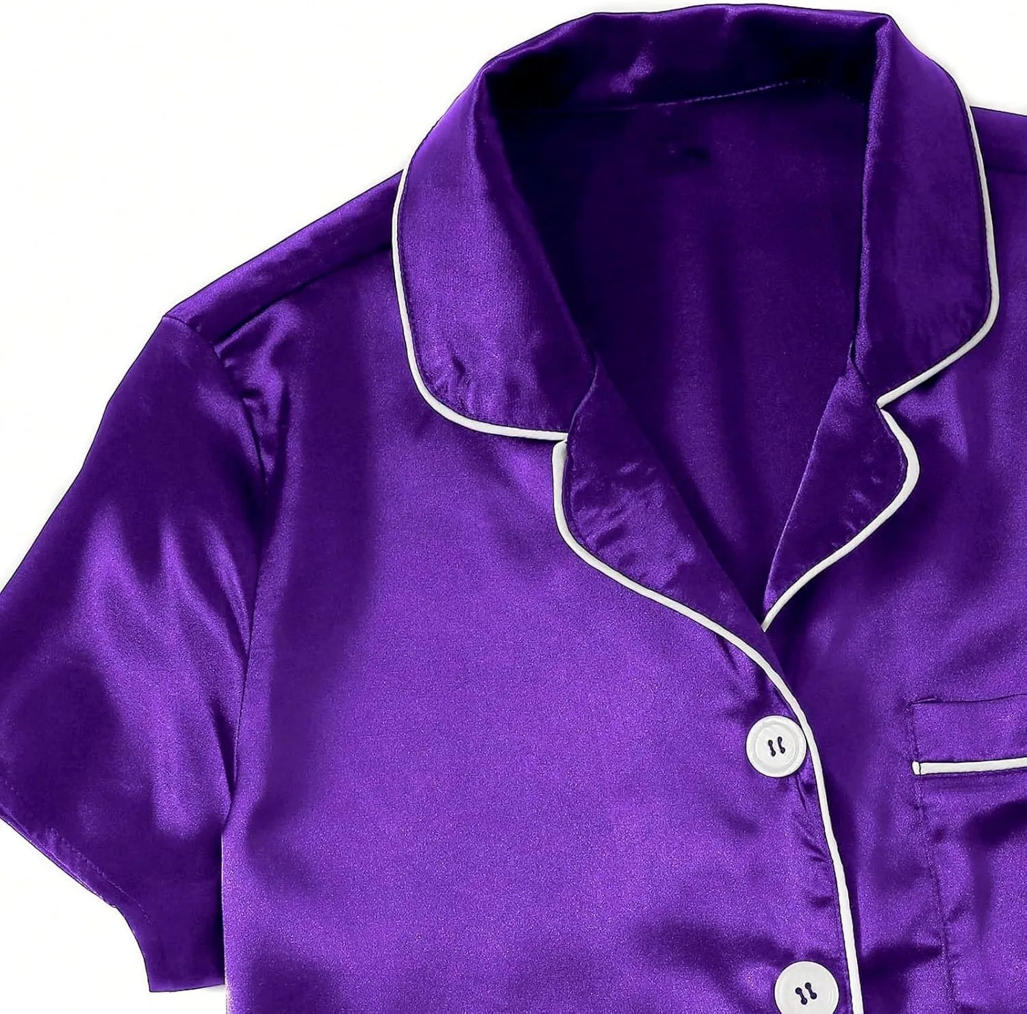 Satin Pajamas for Women Short Sleeve Button Down Shorts Pj Sets Christmas Pajamas Set Soft Comfy Loungewear