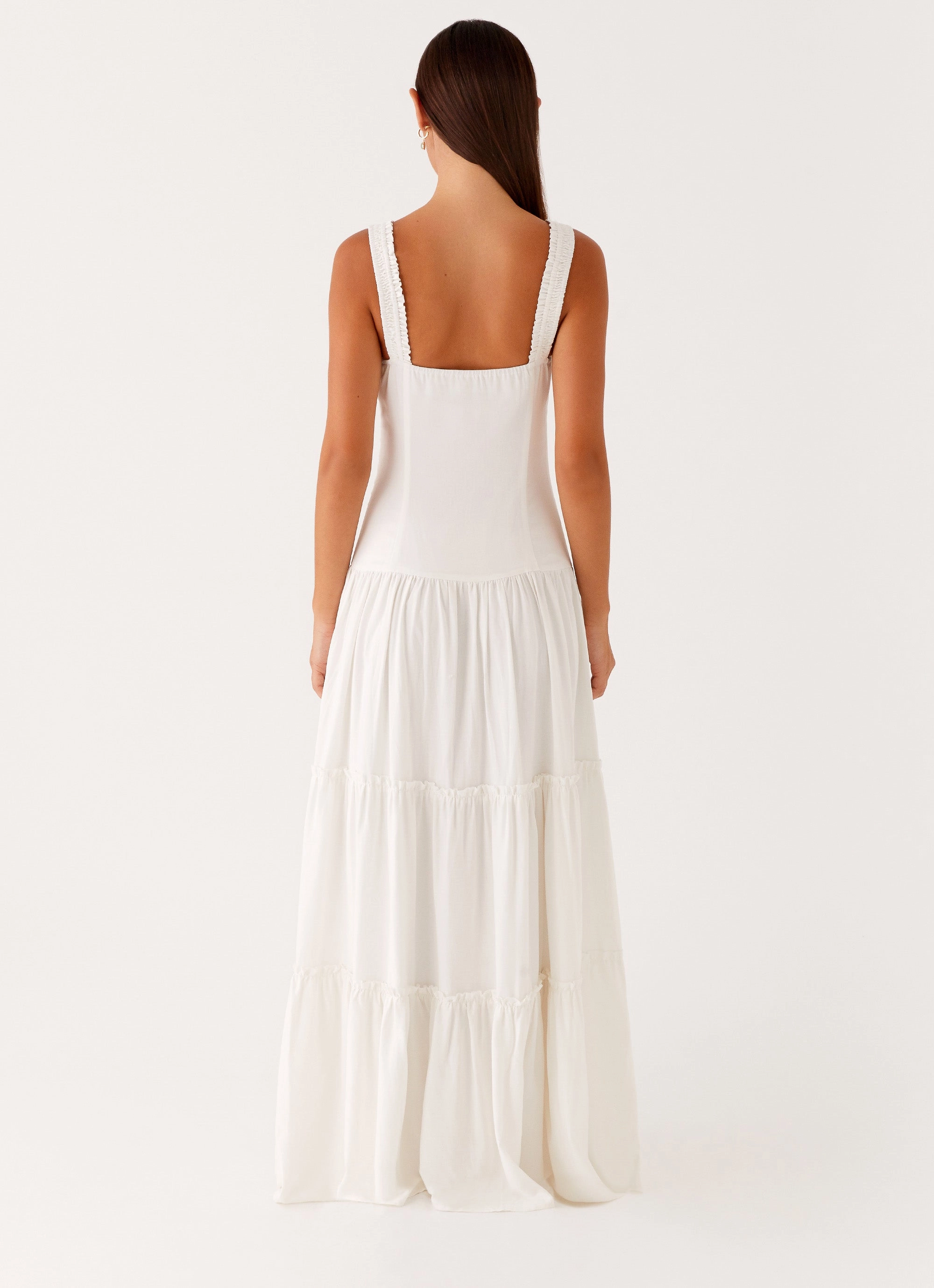 Flowing Texture relaxed shape Esme Maxi Dress - White