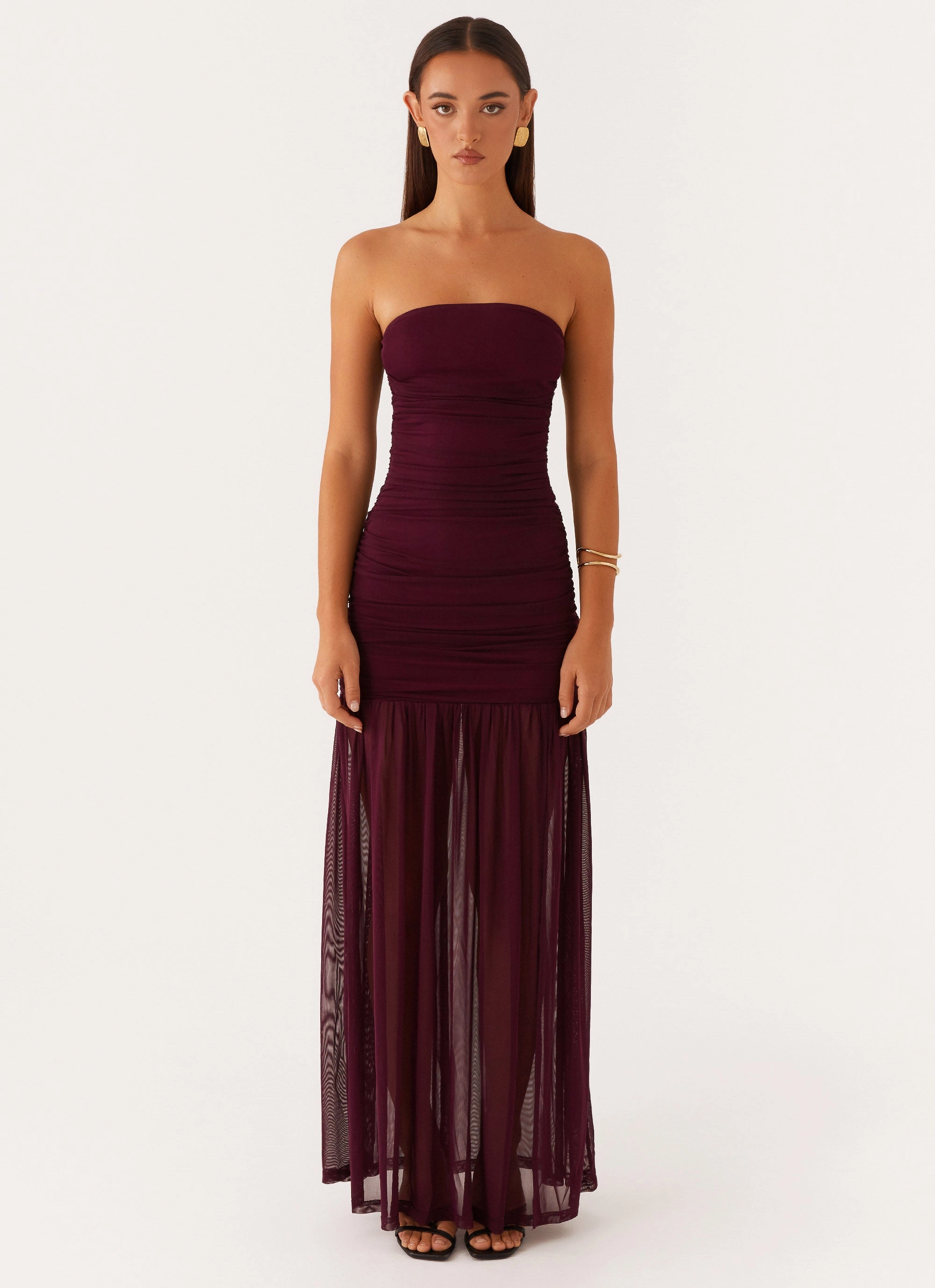 Savaya Maxi Dress - Mulberry Semi Formal Sleek Volume