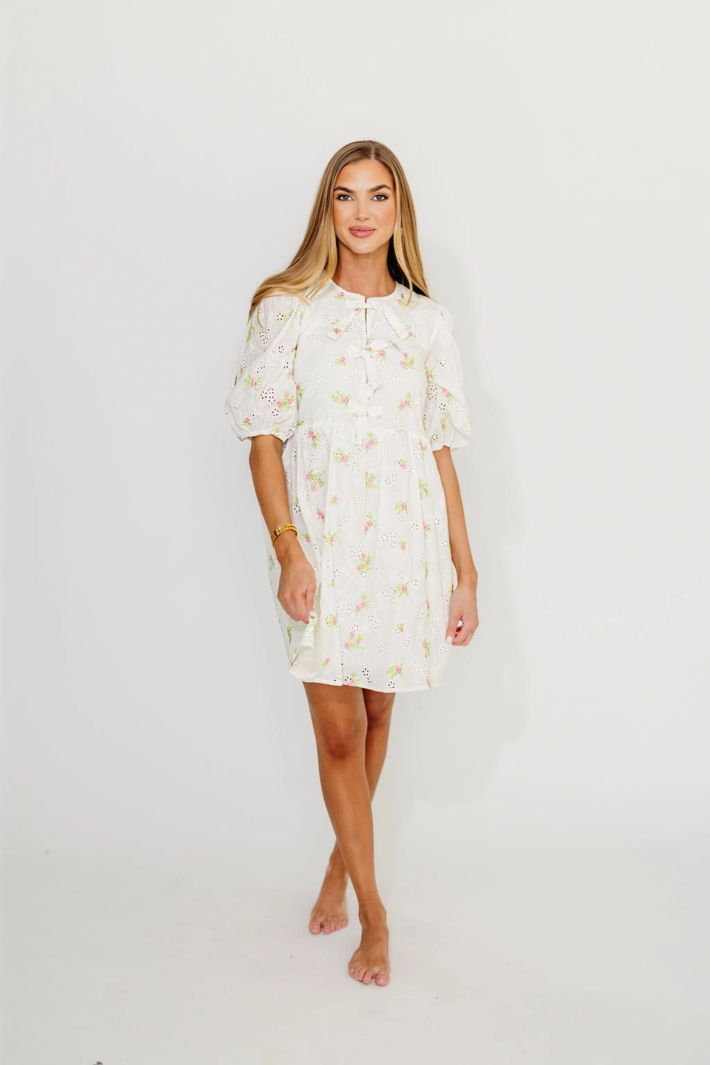 Dew Glow Saylor Floral Dress in White Pink *Final-Sale*