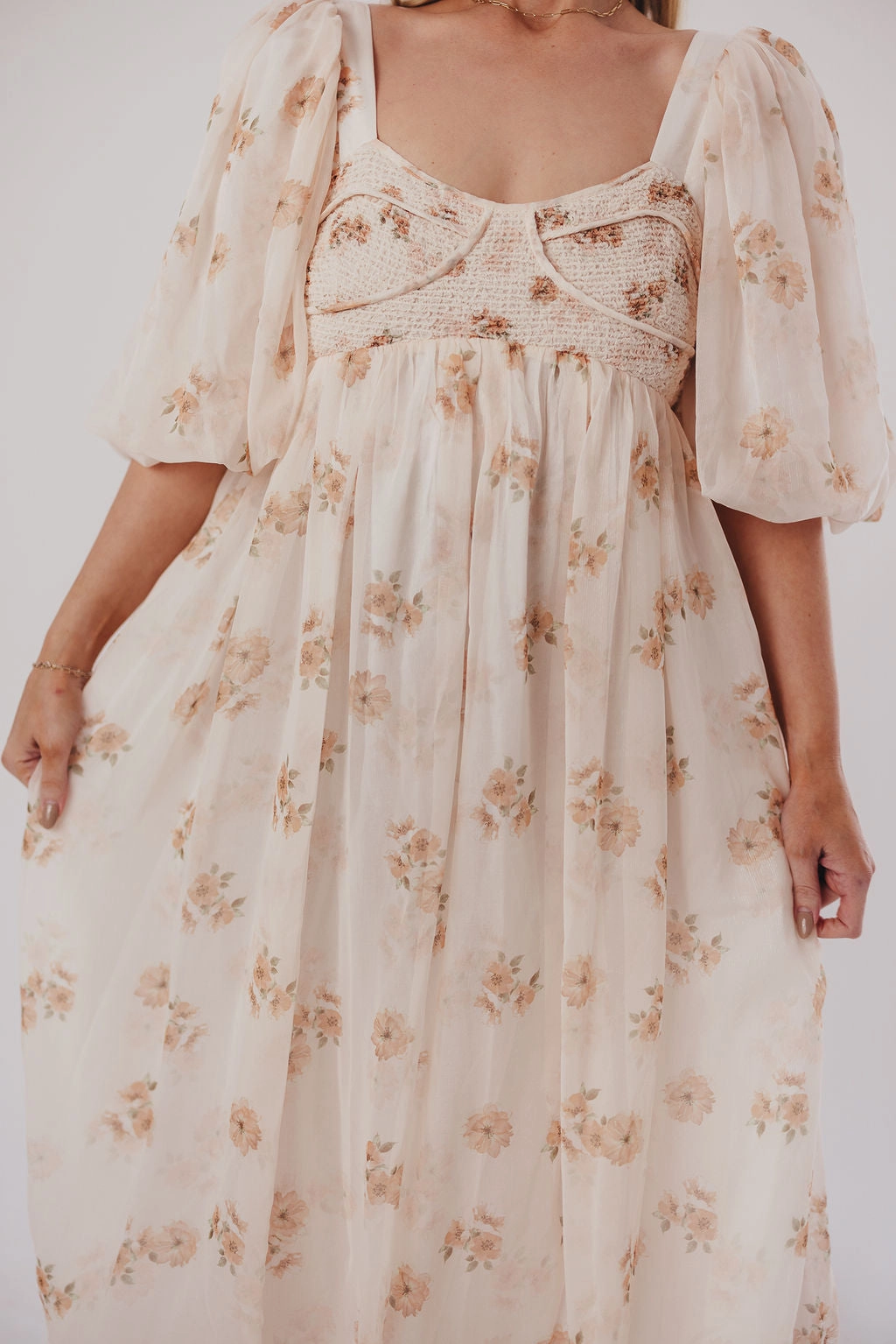 Neutral Aesthetic Cozy And Stylish Harlow Maxi Dress in Taupe Floral - Bump Friendly & Inclusive Sizing (S-3XL)