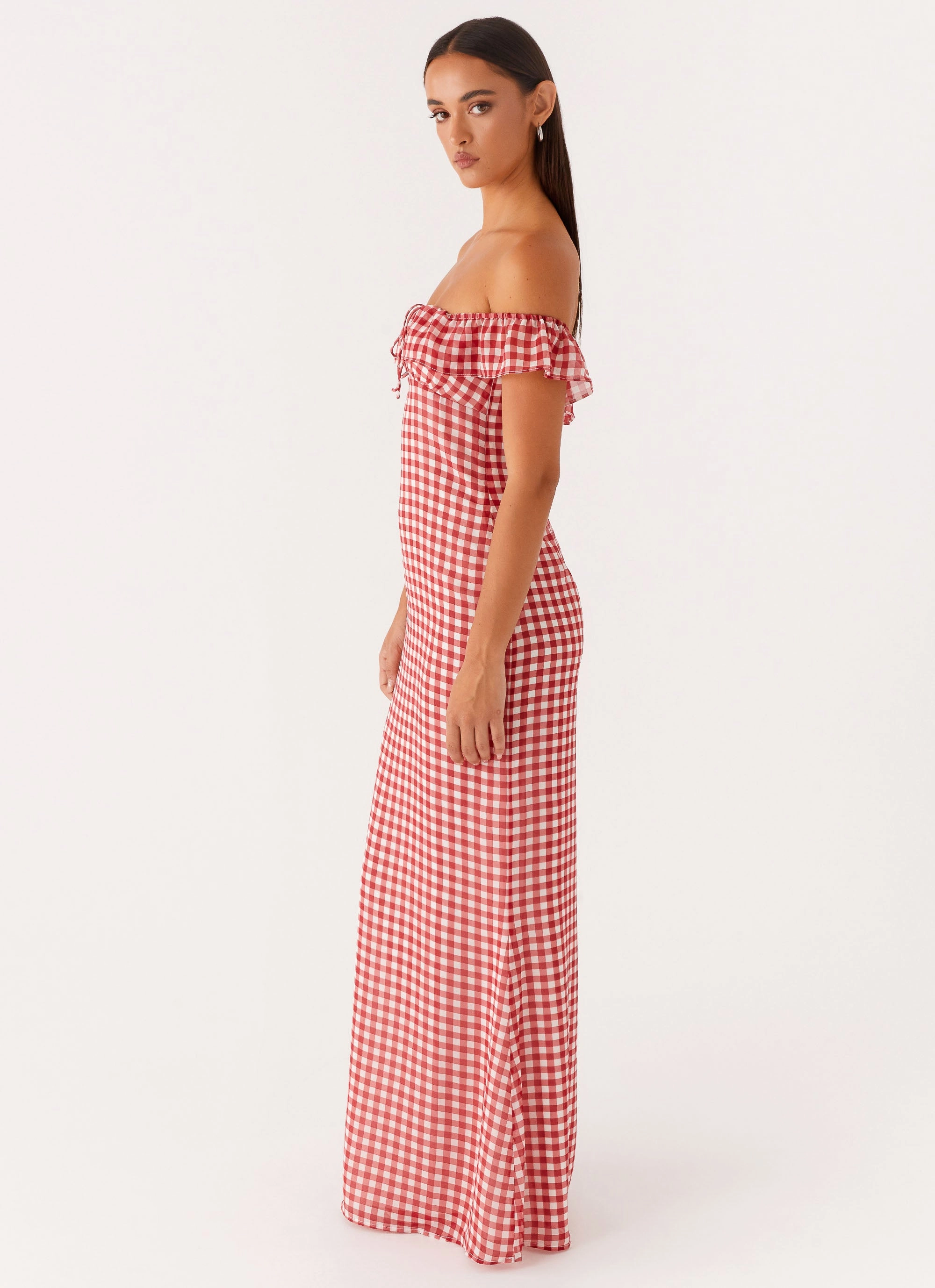 Scarlet Cherry Maxi Dress - Red Gingham Emerging-Brand Simple Bow