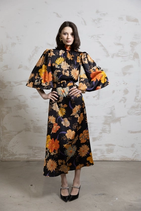 Fall Comfort Scarlette Midi Floral Dress