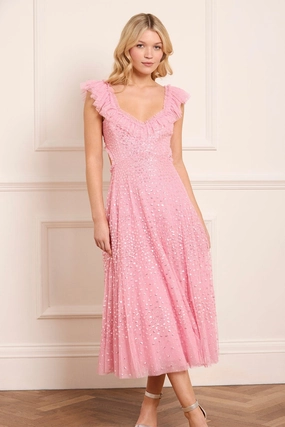 Scatter Dot Ruffle Backless Ballerina Dress countryside