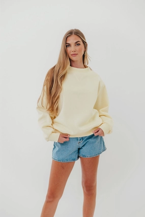 Scout Wide Neck Fleece Sweatshirt in Butter WindproofBarrierTechnology Textured Weave