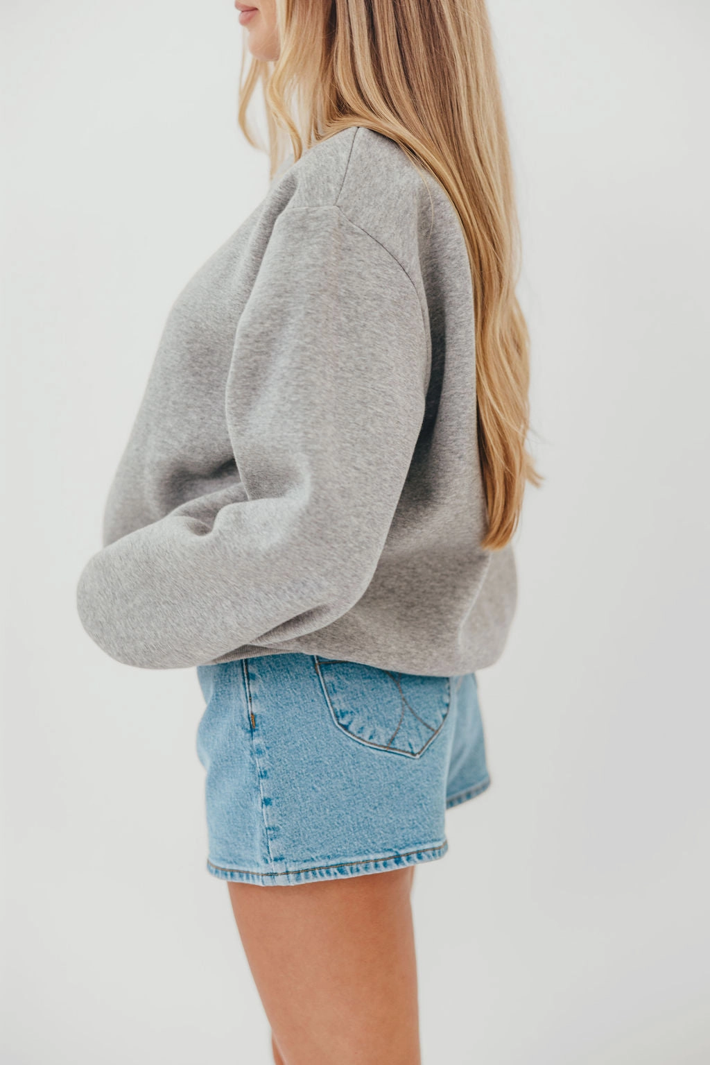 Scout Wide Neck Fleece Sweatshirt in Heather Grey AntiStatic Treatment Stretch Woven Material