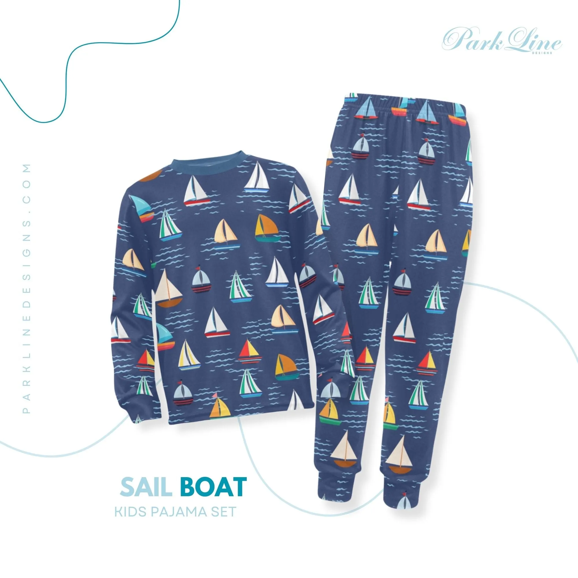 Sea Friends Boys' Pajama Set | Marine-Themed Design | Crew Neck Long Pajama Set | Soft Long Sleeve Sleepwear for Lounging and Relaxing