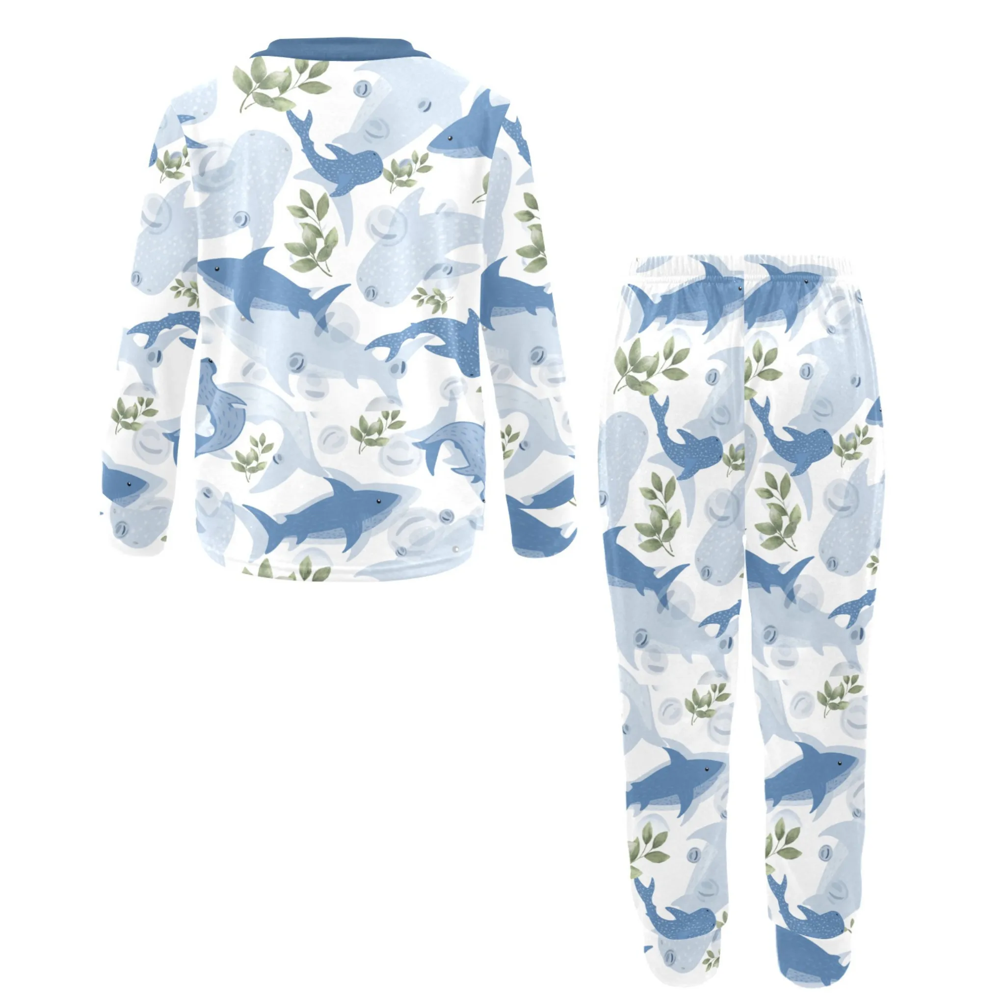 Sea Friends Boys' Pajama Set | Marine-Themed Design | Crew Neck Long Pajama Set | Soft Long Sleeve Sleepwear for Lounging and Relaxing