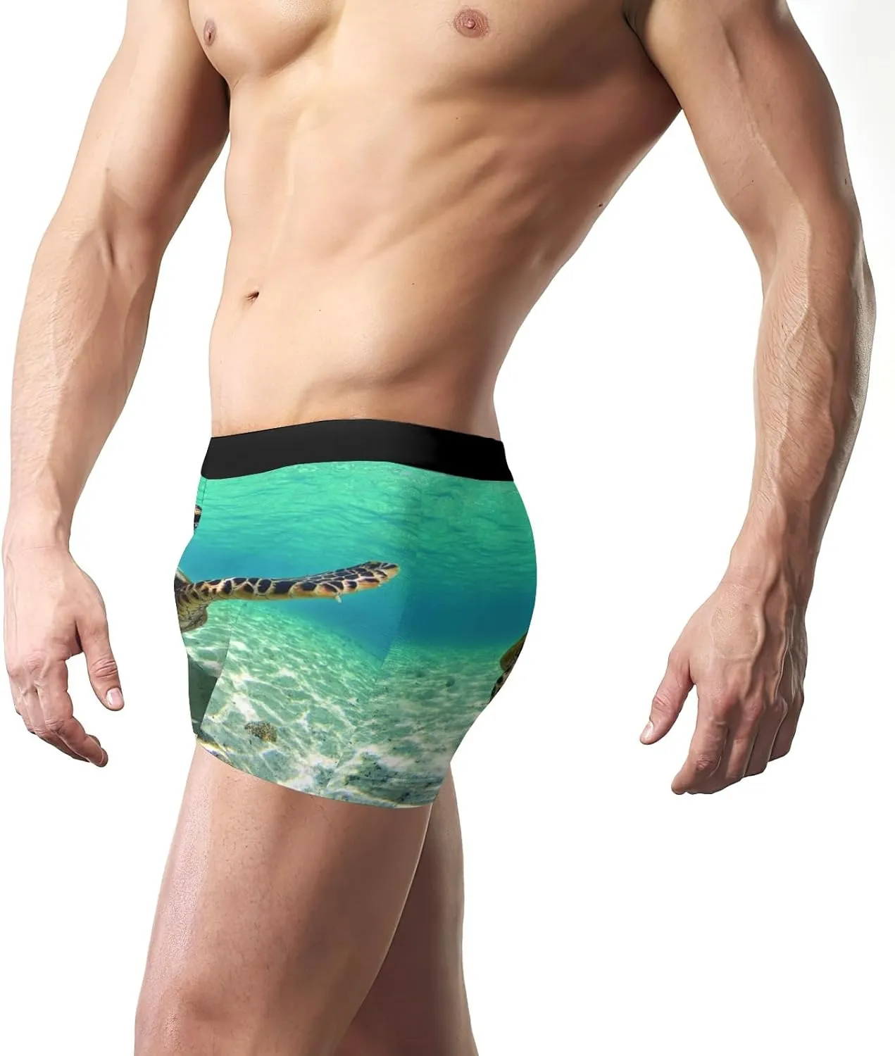 Sea Turtle Printed Men's Boxer Briefs Underwear Soft Breathable Shorts XS