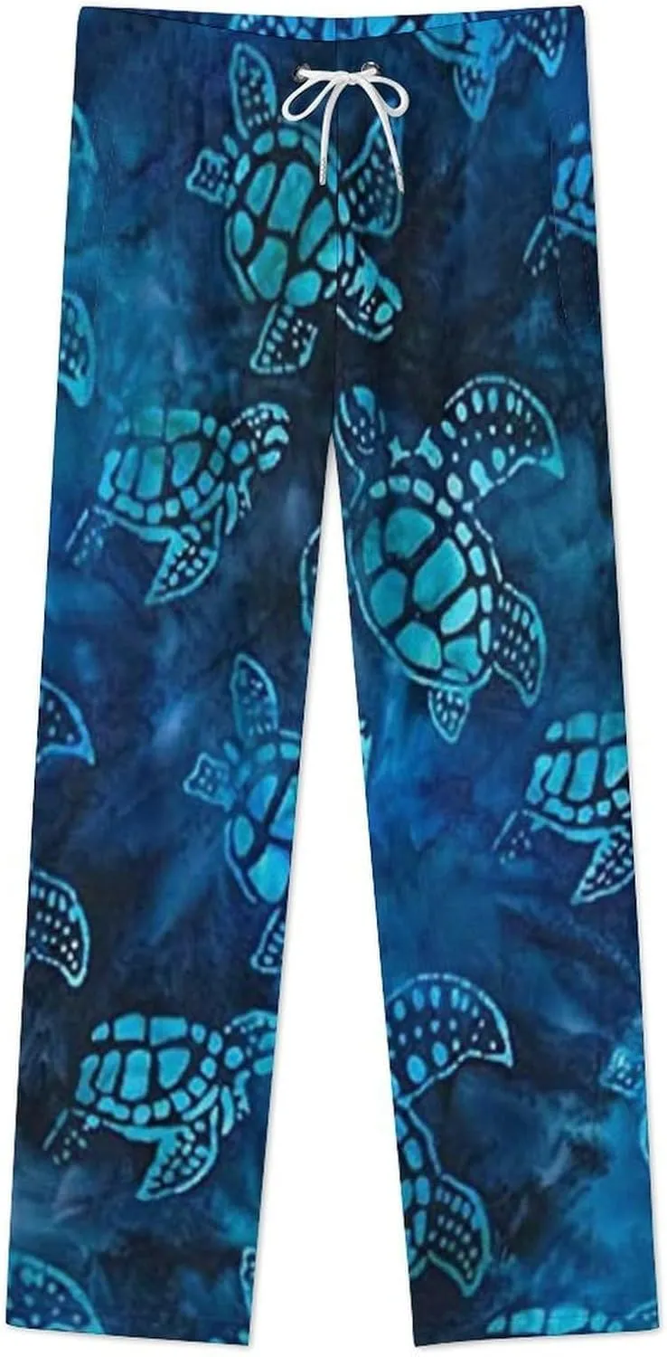 Sea Turtle Women's Flannel Pajama Pants Fleece Lounge Sleep Bottoms PJ