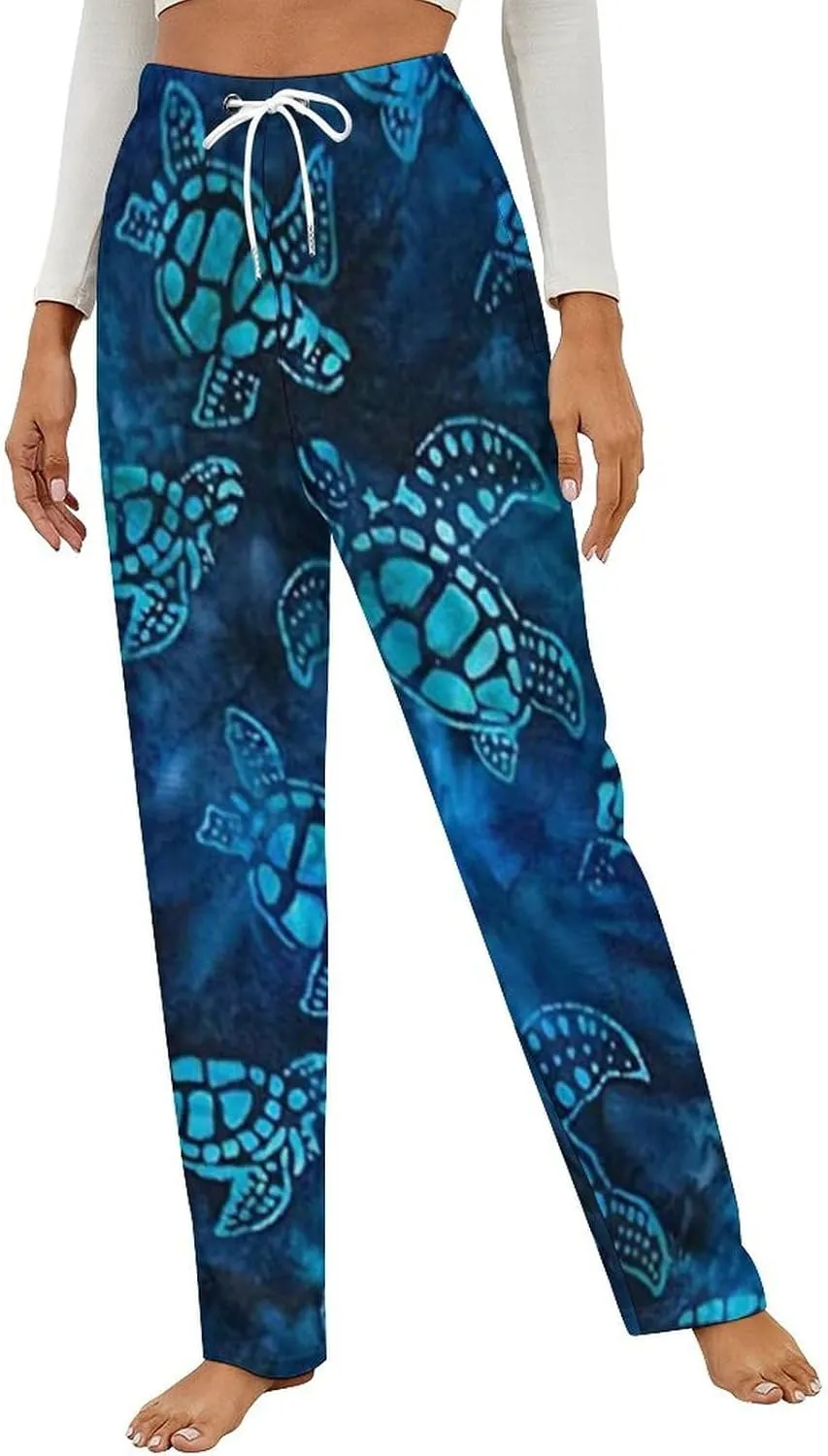 Sea Turtle Women's Flannel Pajama Pants Fleece Lounge Sleep Bottoms PJ