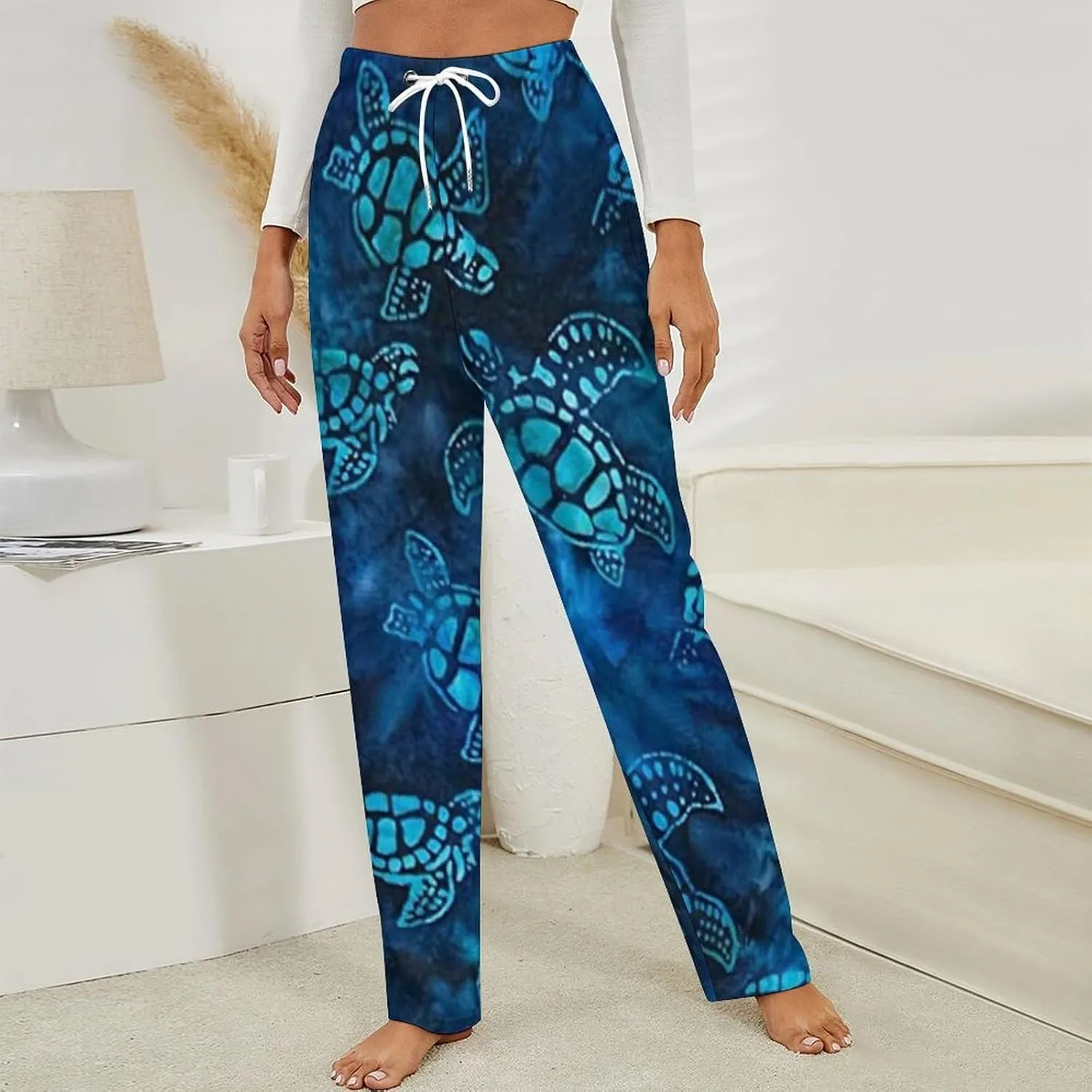 Sea Turtle Women's Flannel Pajama Pants Fleece Lounge Sleep Bottoms PJ