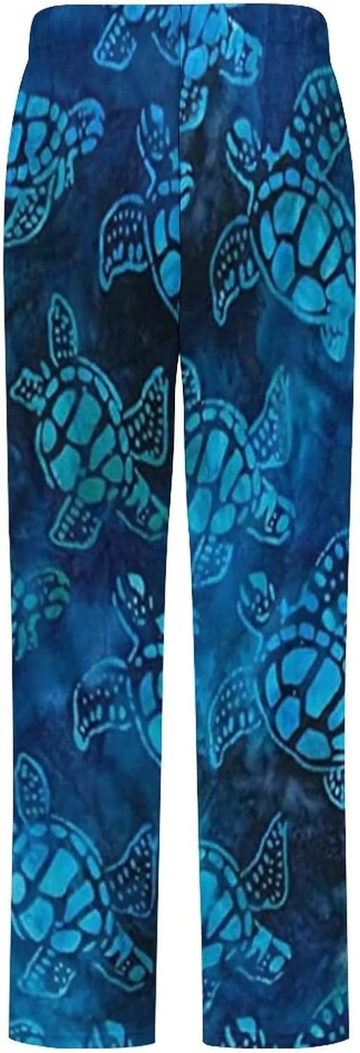 Sea Turtle Women's Flannel Pajama Pants Fleece Lounge Sleep Bottoms PJ
