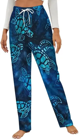 Sea Turtle Women's Flannel Pajama Pants Fleece Lounge Sleep Bottoms PJ