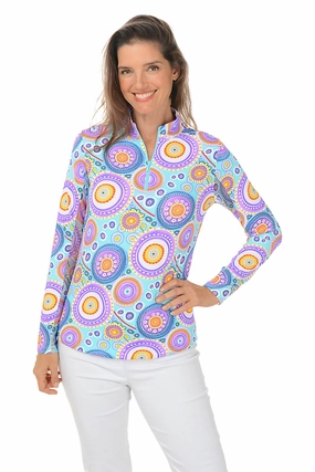Seafoam Leona Mandala UPF50  Sun Shirt AdvancedAirflowChannels HighNeckCut