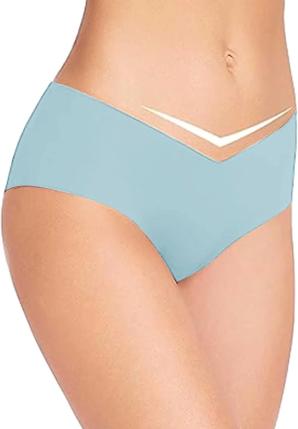 Seamless Underpants for Women V-Shape Underwear Soft Briefs Ladies Stretch No Show Bikini Panties Hipster 3-Pack
