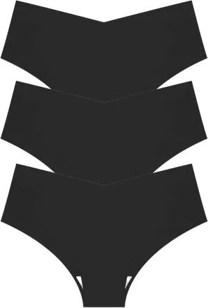 Seamless Underpants for Women V-Shape Underwear Soft Briefs Ladies Stretch No Show Bikini Panties Hipster 3-Pack
