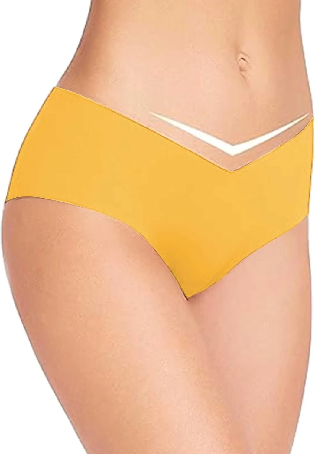 Seamless Underpants for Women V-Shape Underwear Soft Briefs Ladies Stretch No Show Bikini Panties Hipster 3-Pack