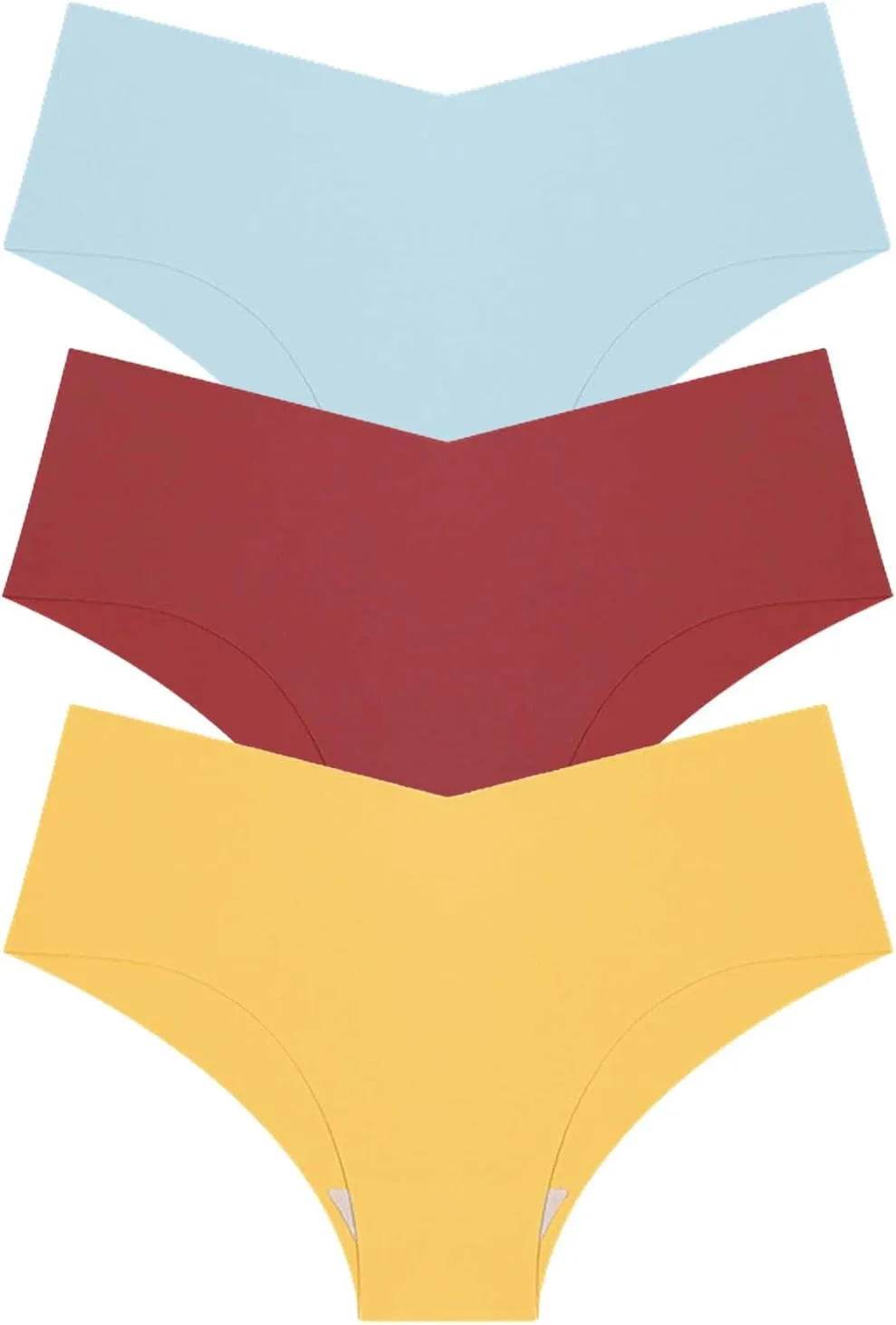Seamless Underpants for Women V-Shape Underwear Soft Briefs Ladies Stretch No Show Bikini Panties Hipster 3-Pack