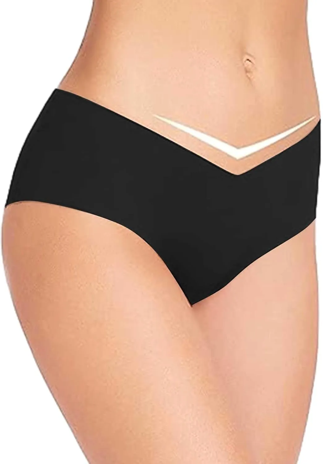 Seamless Underpants for Women V-Shape Underwear Soft Briefs Ladies Stretch No Show Bikini Panties Hipster 3-Pack